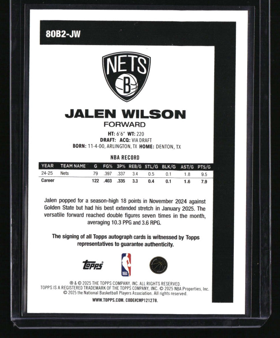 2025-26 Topps Jalen Wilson 1981 Autographs Orange Rainbow #/25