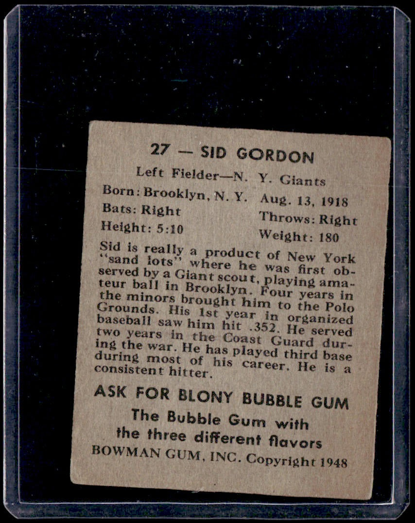 1948 Bowman Sid Gordon
