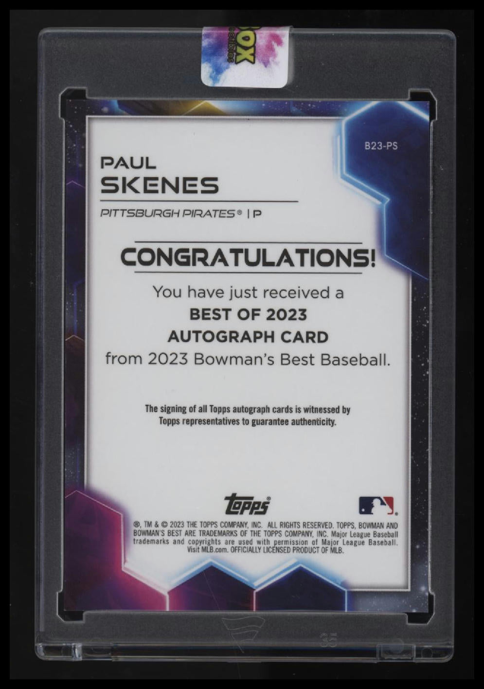 2023 Bowman's Best Paul Skenes Best of 2023 Autographs