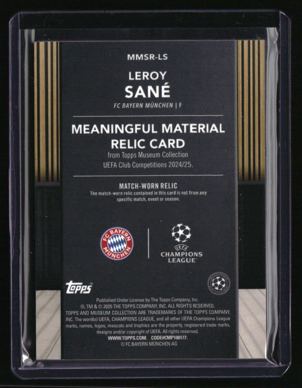 2024-25 Topps Museum Collection UEFA CC Leroy Sané Meaningful Material #/150