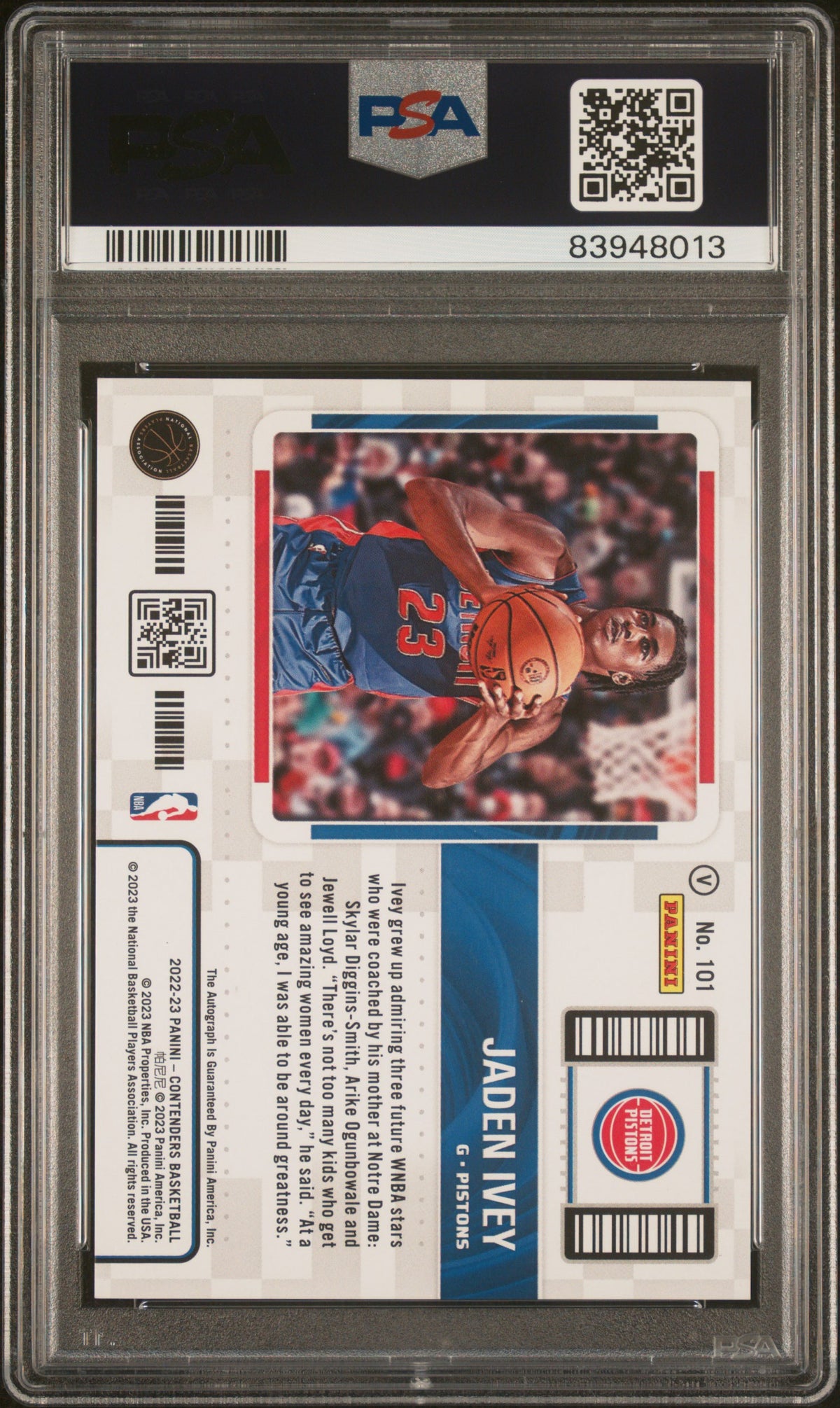 2022 Panini Contenders Jaden Ivey Var-Autograph-Playoff PSA 9