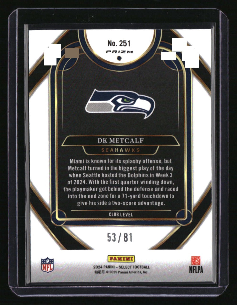 2024 Panini Select DK Metcalf Dragon Scale Prizm #/81