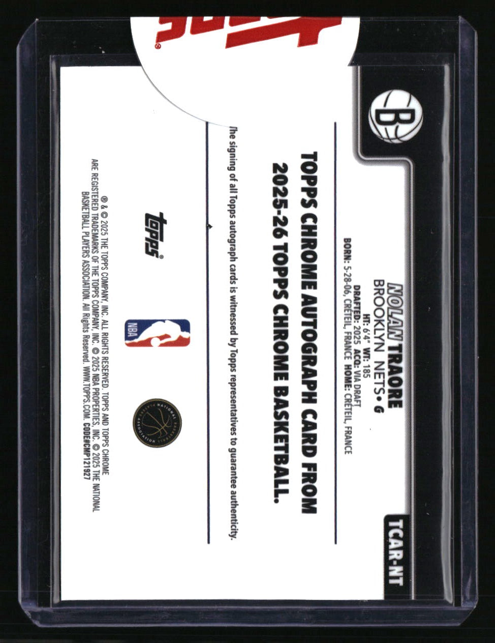 2025-26 Topps Chrome Nolan Traore Chrome Rookie Autographs