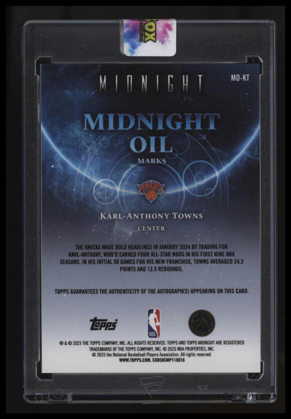 2025-26 Topps Midnight Karl-Anthony Towns Midnight Oil Marks