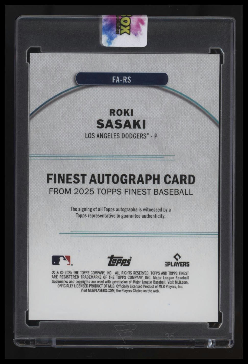 2025 Finest Roki Sasaki Finest Autographs Green Refractors #/75