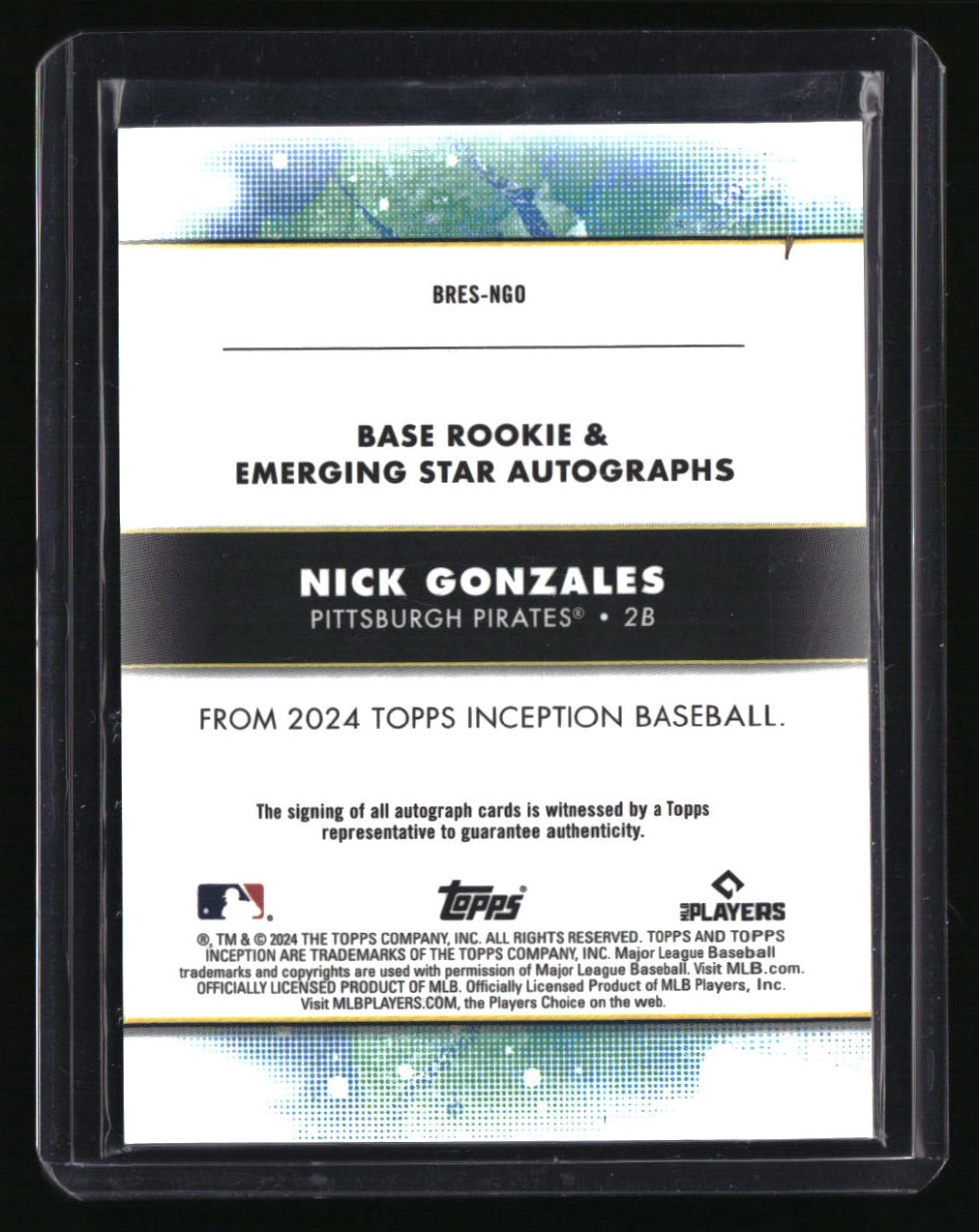 2024 Topps Inception Nick Gonzales Rookie and Emerging Star Autos #/299