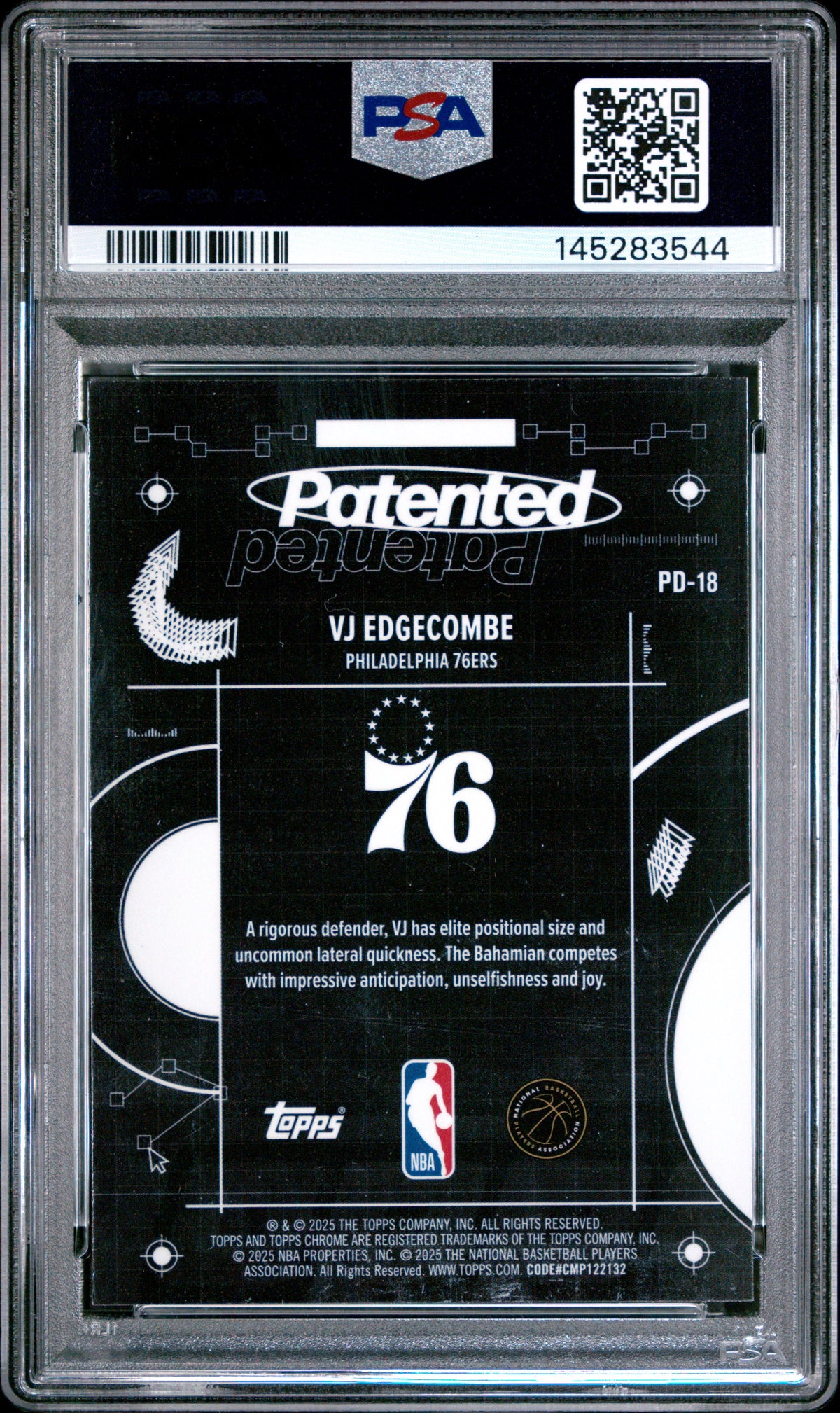 2025 Topps Chrome Patented Vj Edgecombe PSA 10