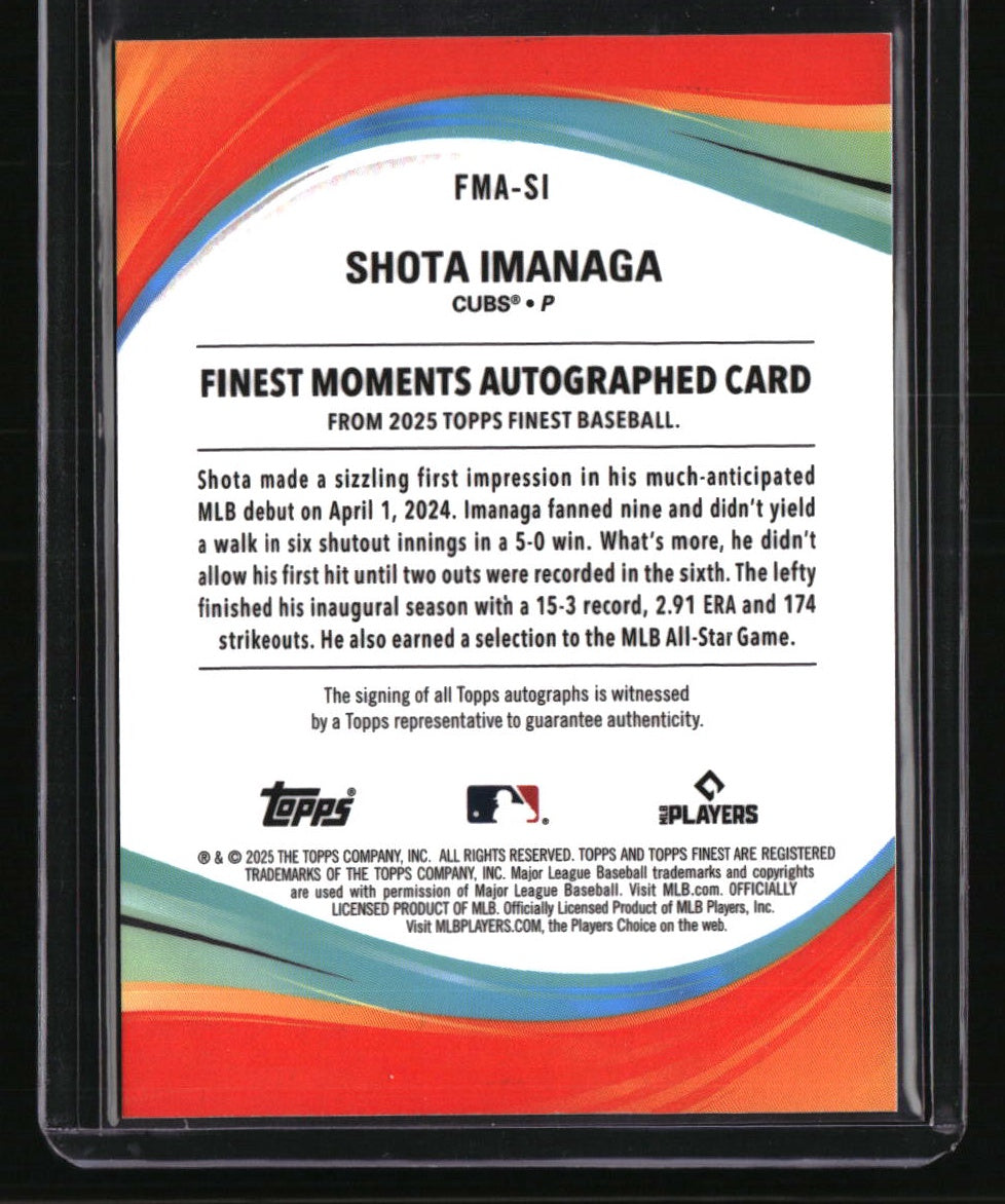 2025 Finest Shota Imanaga Finest Moments Autographs Orange #/25