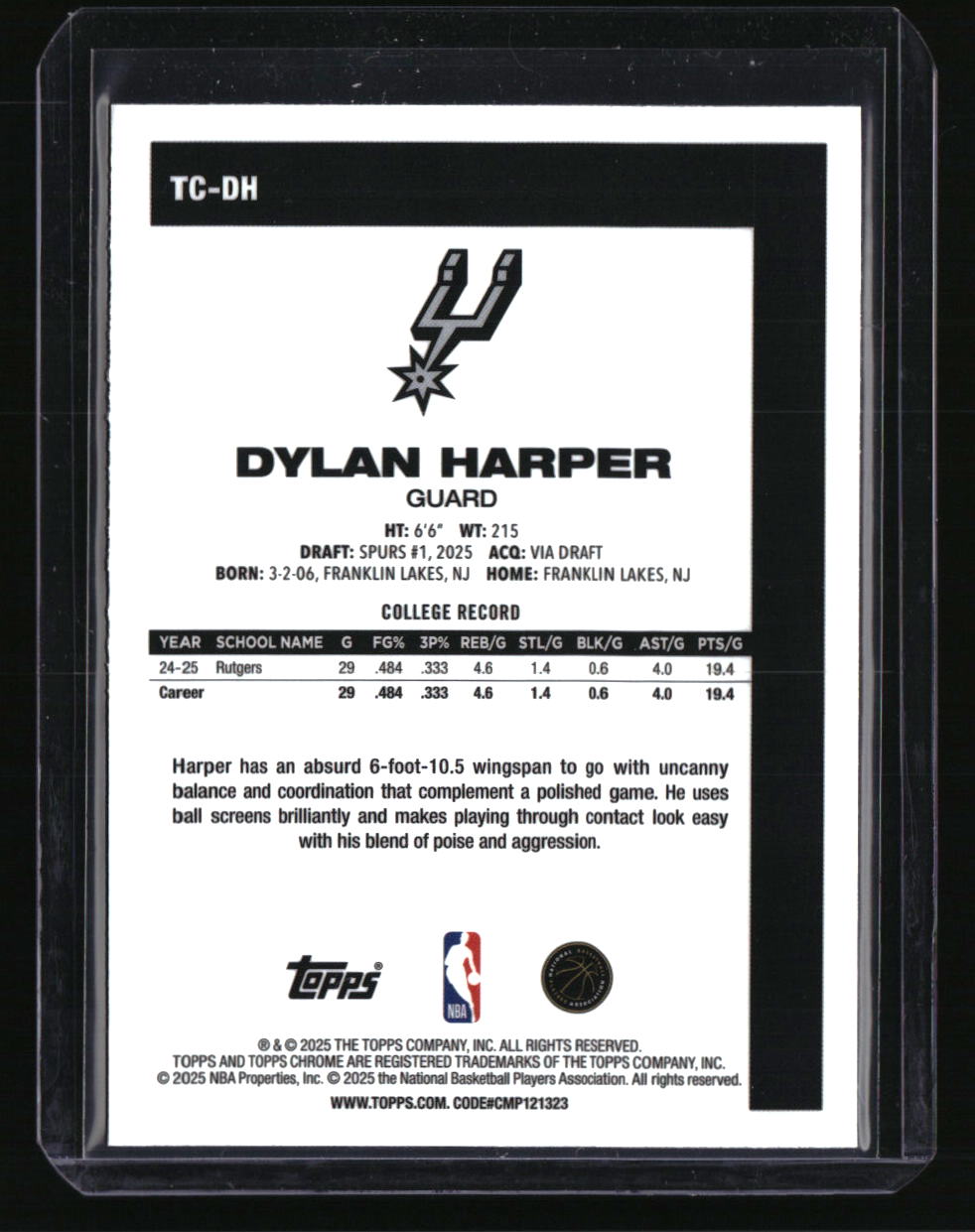 2025-26 Topps Dylan Harper 1980-81 Topps Chrome Basketball
