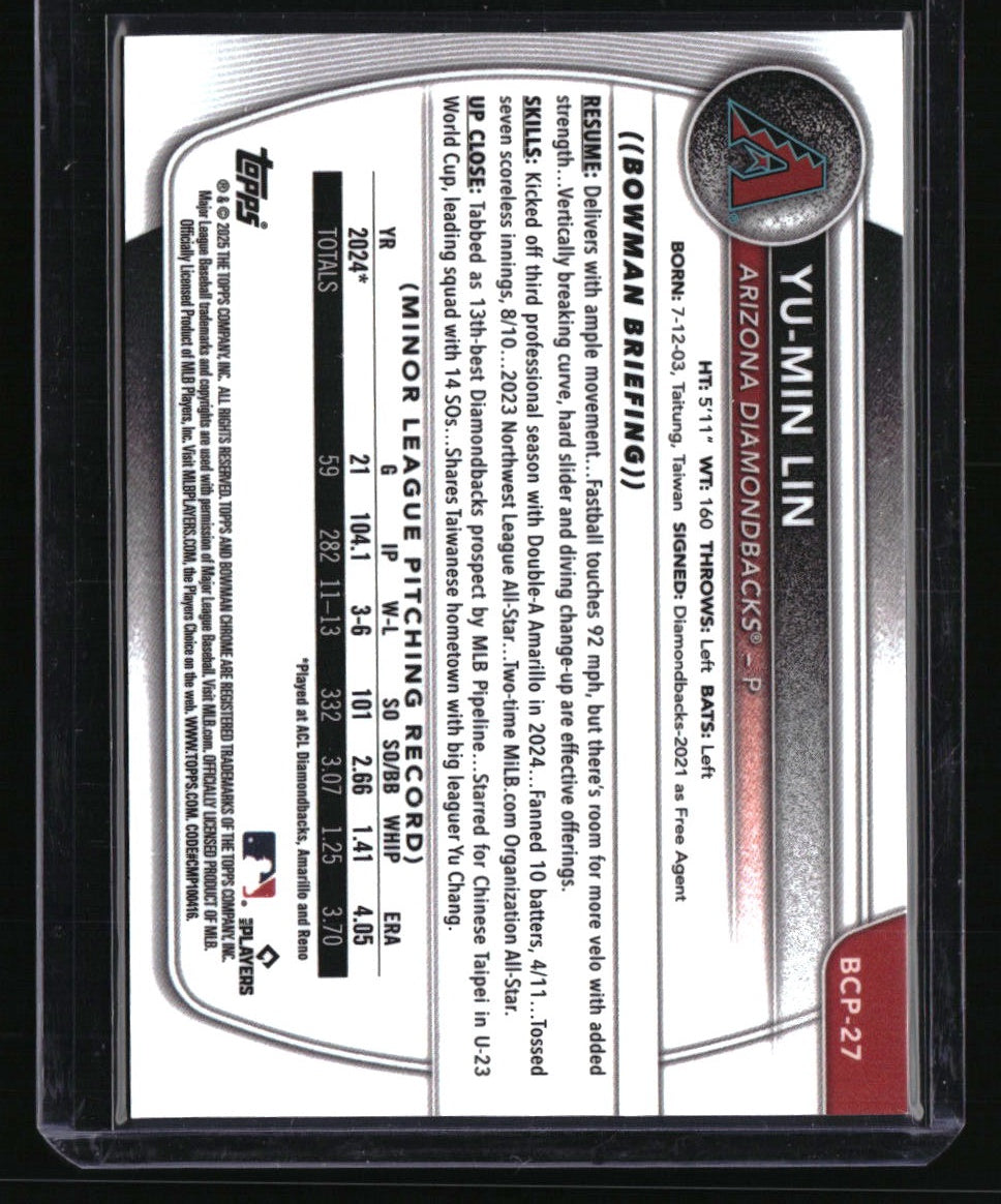 2025 Bowman Yu-Min Lin Chrome Prospects Orange Refractor #/25