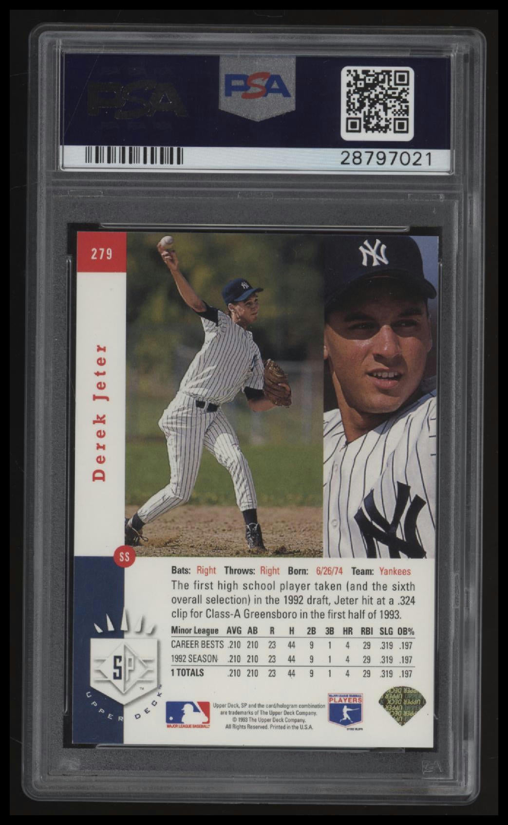 1993 Sp Derek Jeter Foil PSA 7
