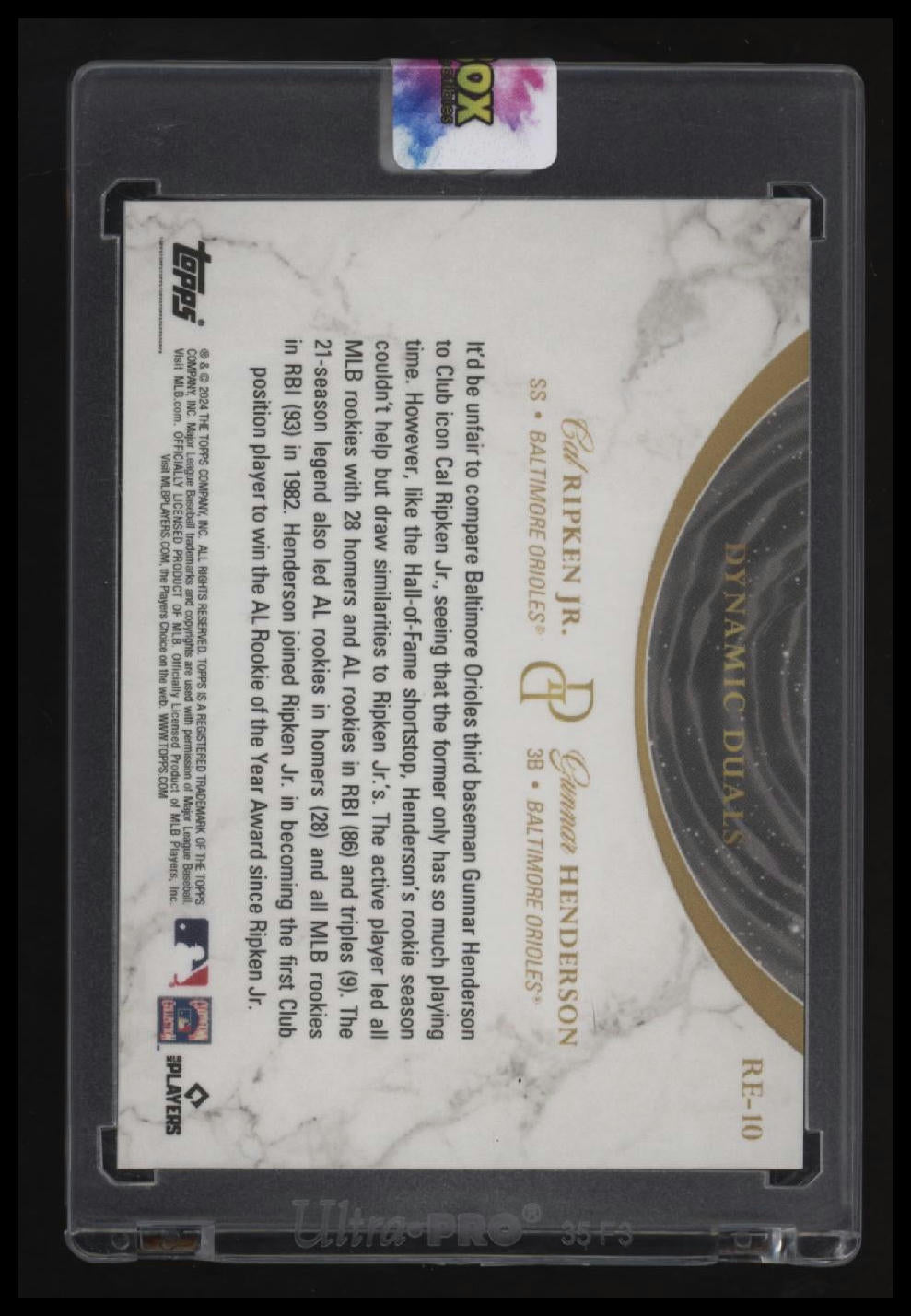 2024 Topps Dynamic Duals Cal Ripken Jr. / Gunnar Henderson Ripple Effect #/2