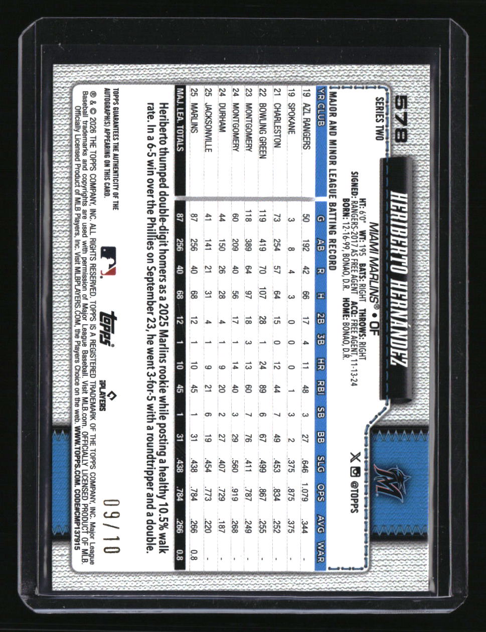 2026 Topps Heriberto Hernández Flagship Real One Autographs Black Foil #/10