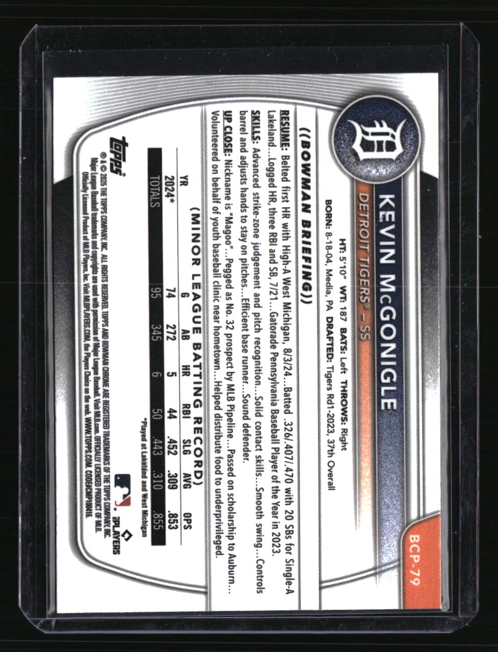 2025 Bowman Sapphire Edition Kevin Mcgonigle