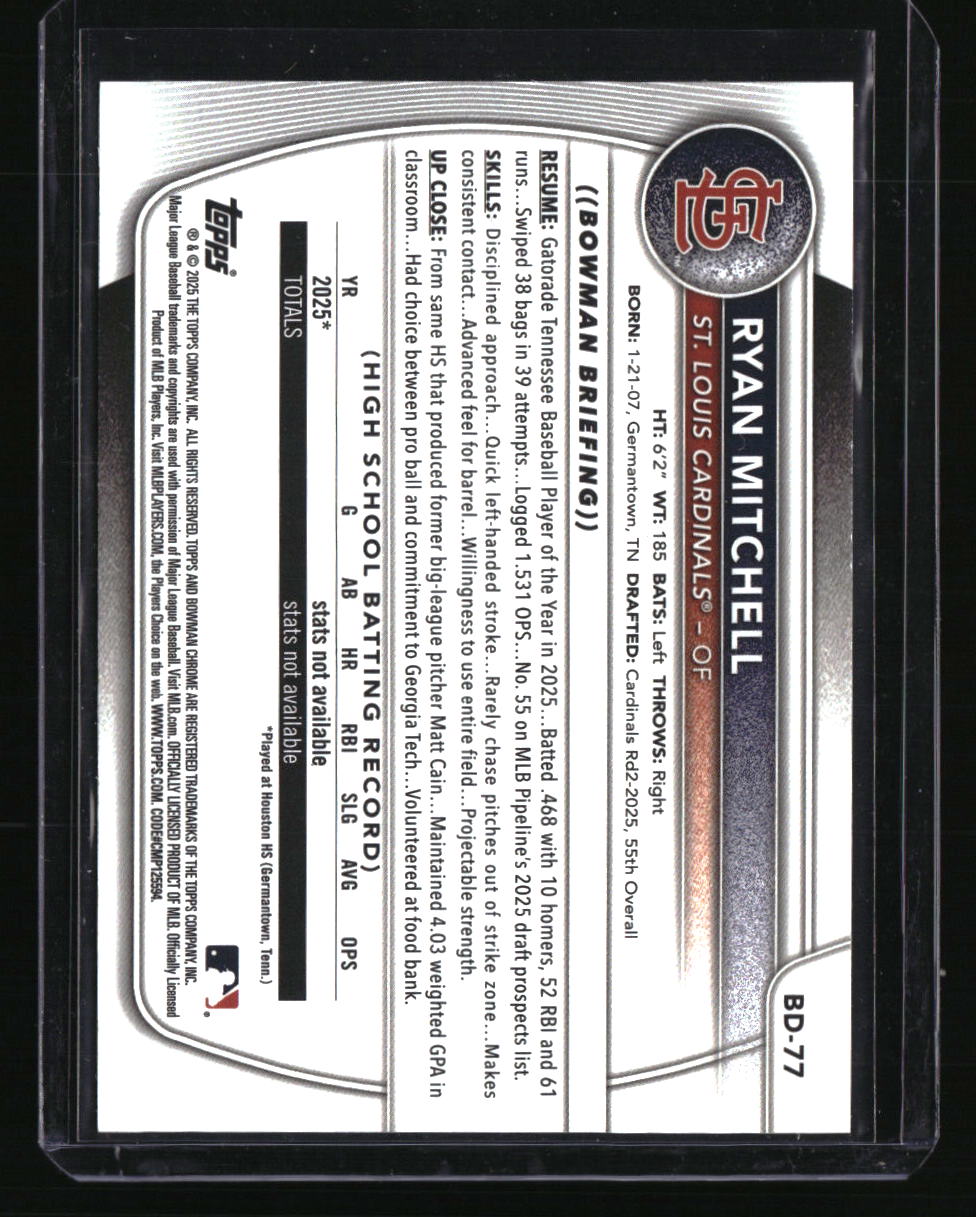 2025 Bowman Draft Ryan Mitchell Orange Border #/25