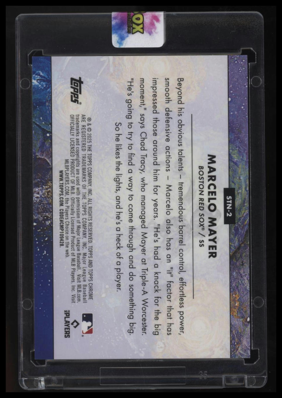 2025 Topps Chrome Cosmic Marcelo Mayer Stars in the Night Orange Galactic #/25