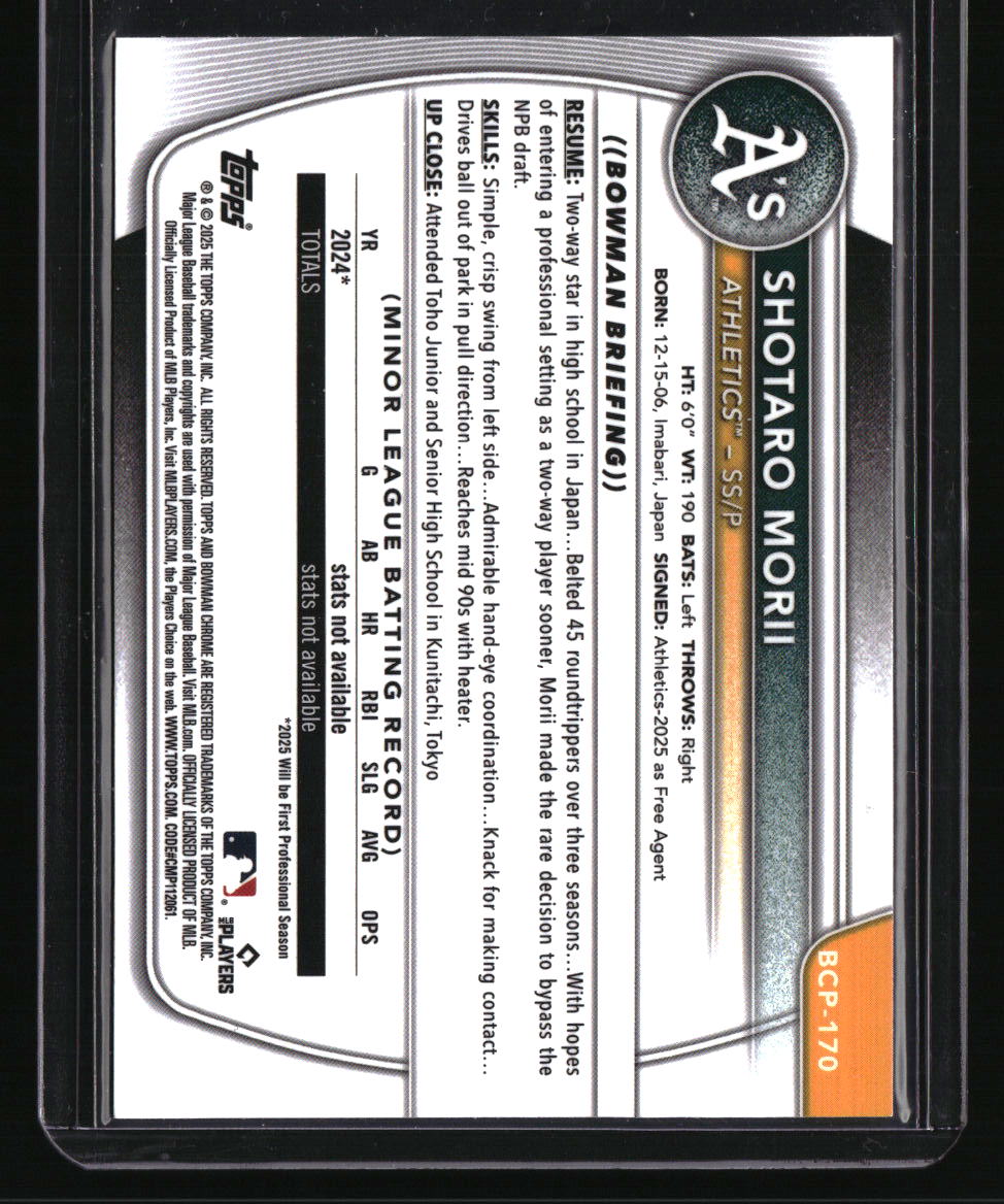 2025 Bowman Chrome Shotaro Morii Prospects Mini-Diamond