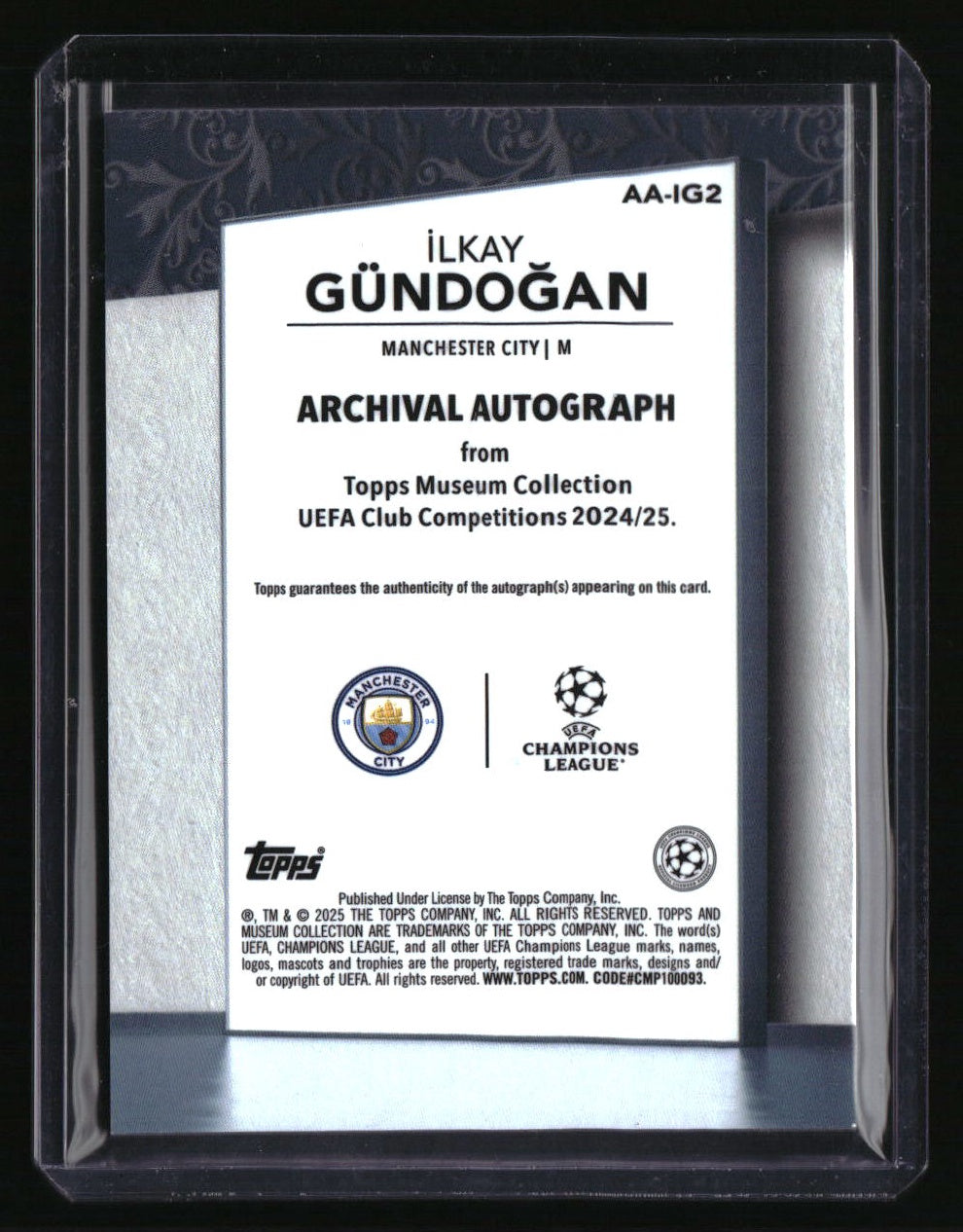 2024-25 Topps Museum Collection UEFA CC İlkay Gündoğan Auto Gold #/50