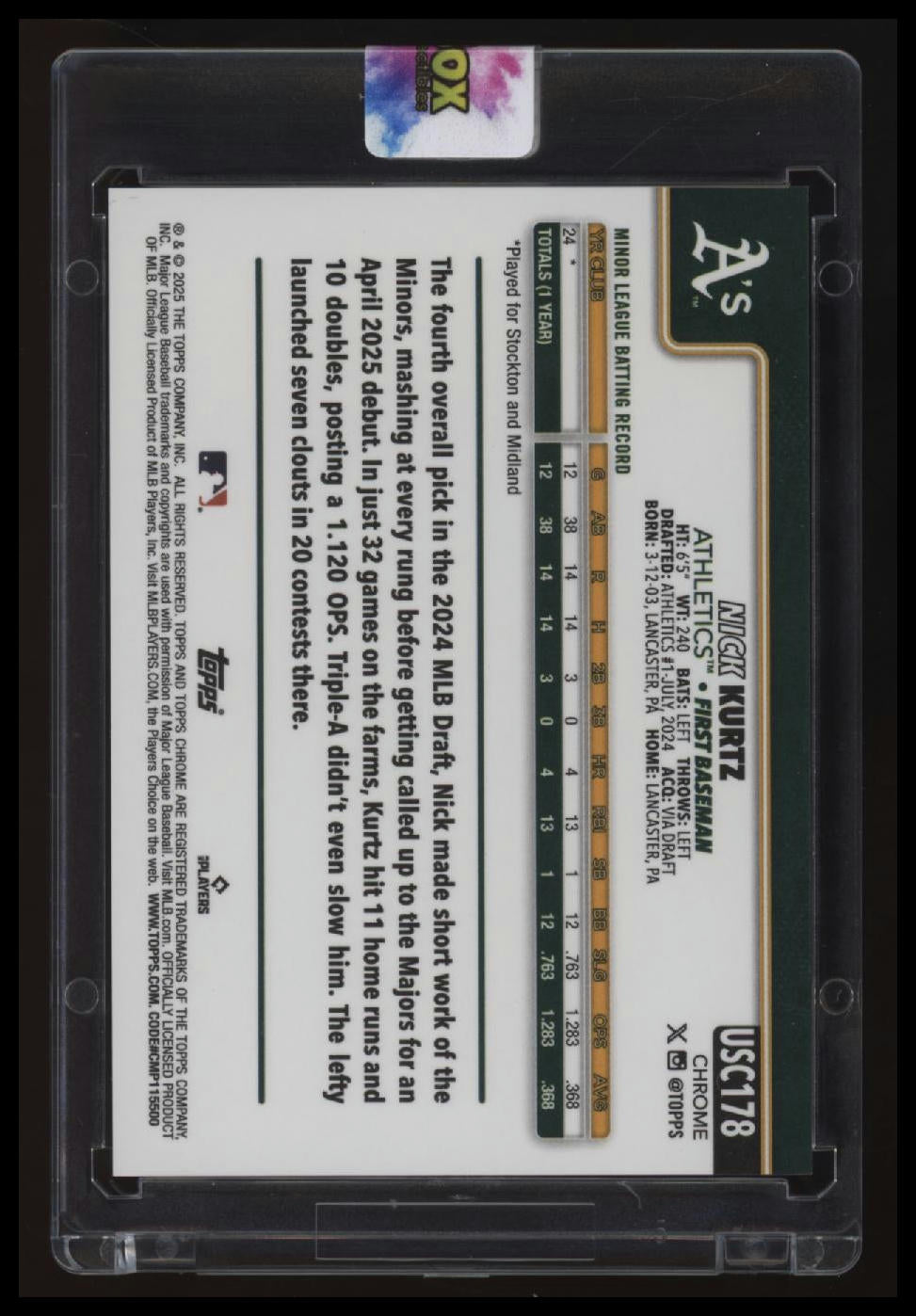 2025 Topps Chrome Update Nick Kurtz Orange Wave Refractors #/25