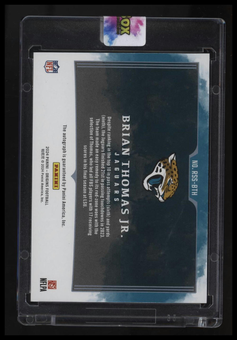 2024 Panini Origins #RSS-BTH Brian Thomas Jr. Receiving Stars Signatures #/25