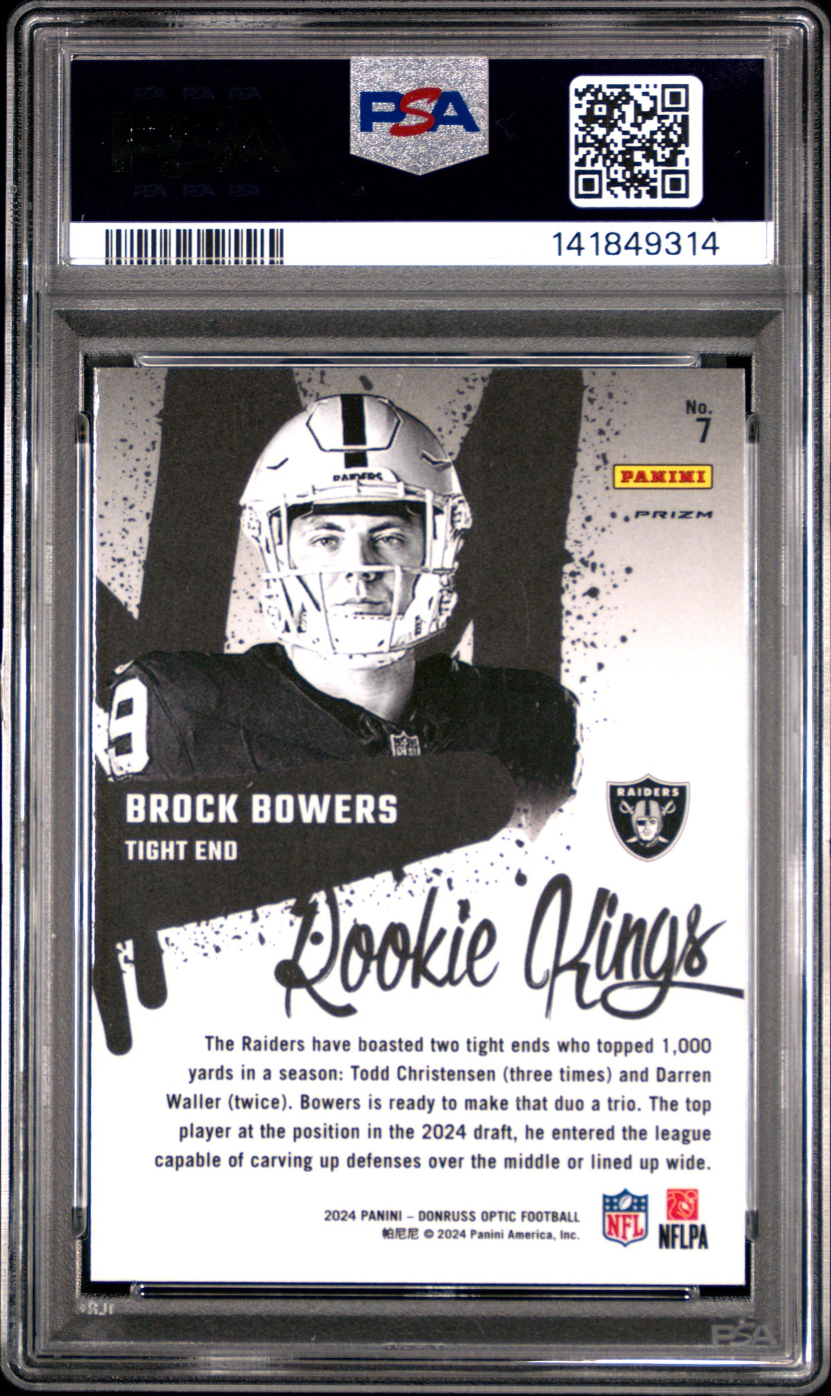 2024 Panini Donruss Optic Rookie Kings Brock Bowers PSA 10