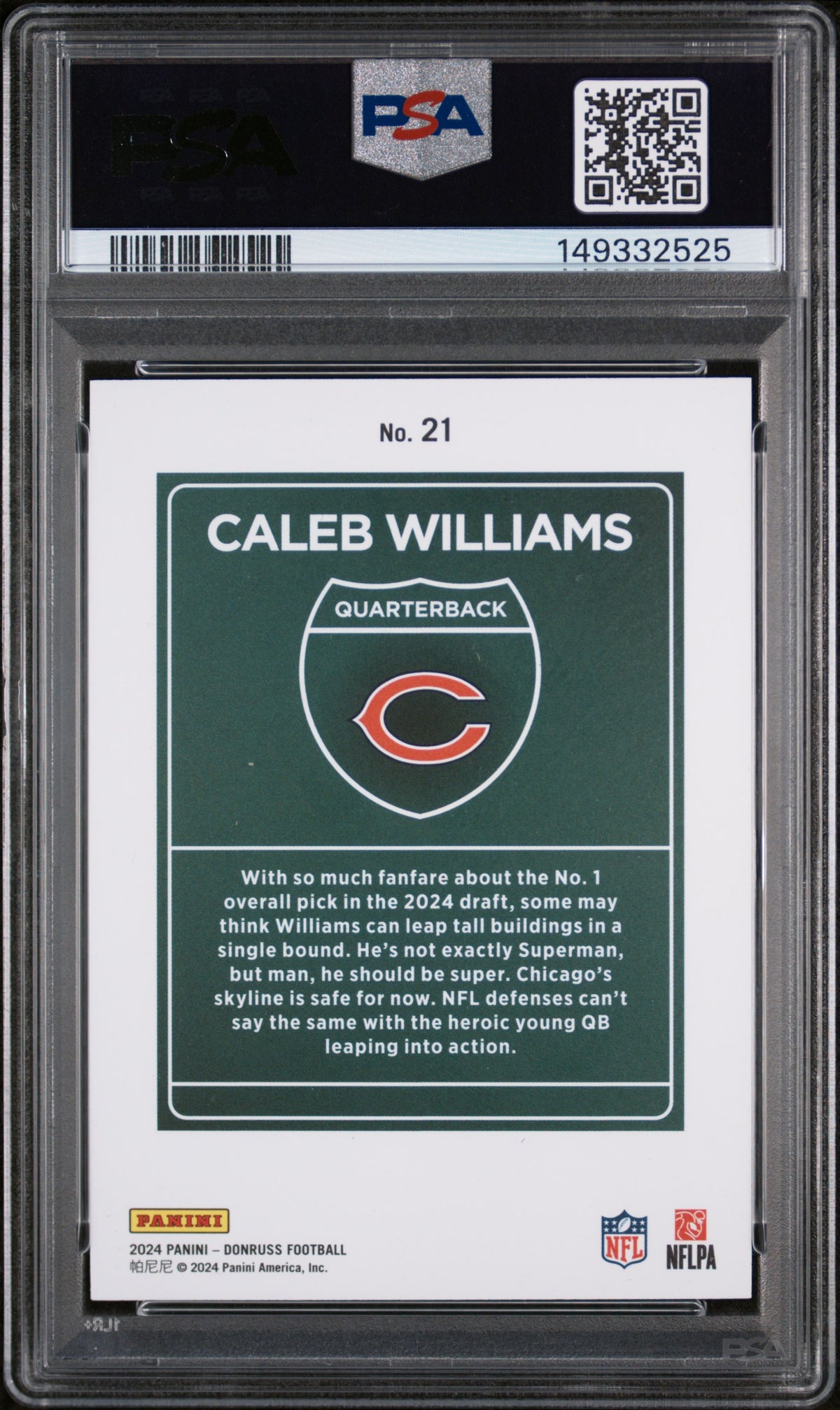 2024 Panini Donruss Downtown! Caleb Williams PSA 9