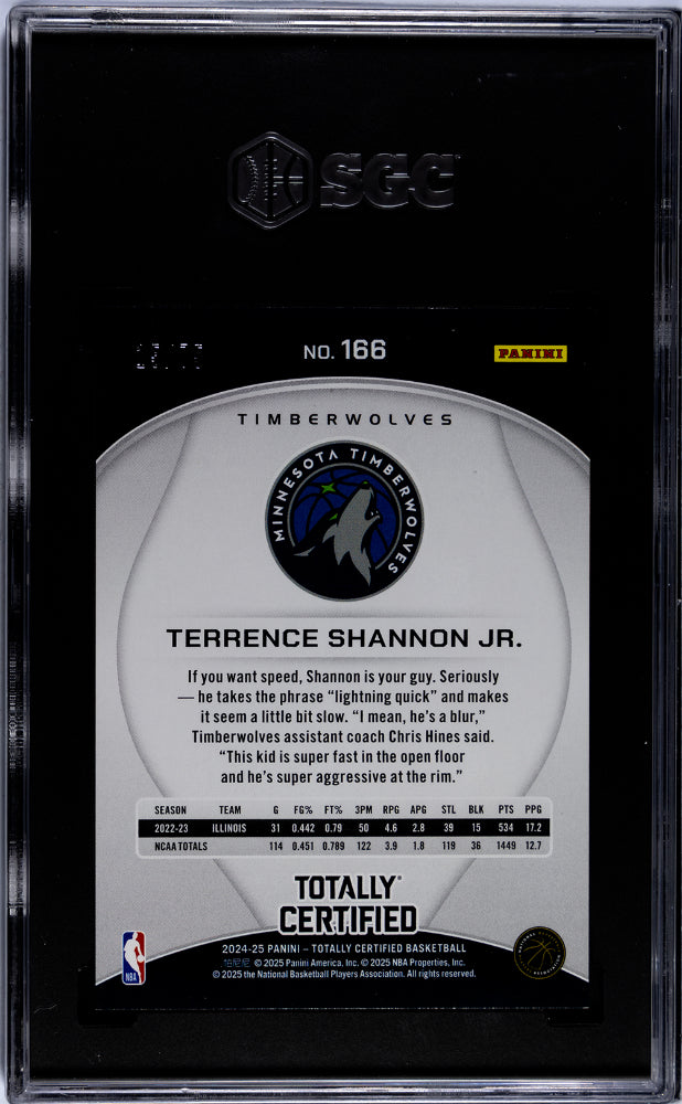 2024-25 Panini Totally Certified Terrence Shannon Jr. Mir. Plat. Orange SGC 9.5