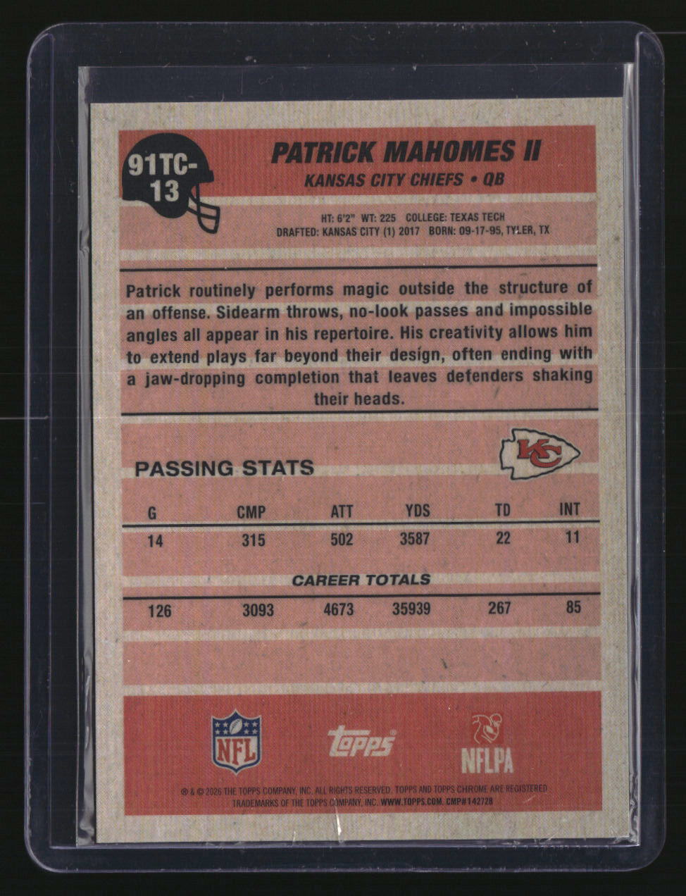 2026 Topps Flagship Patrick Mahomes II 35th Anniversary Chrome Aqua #/199