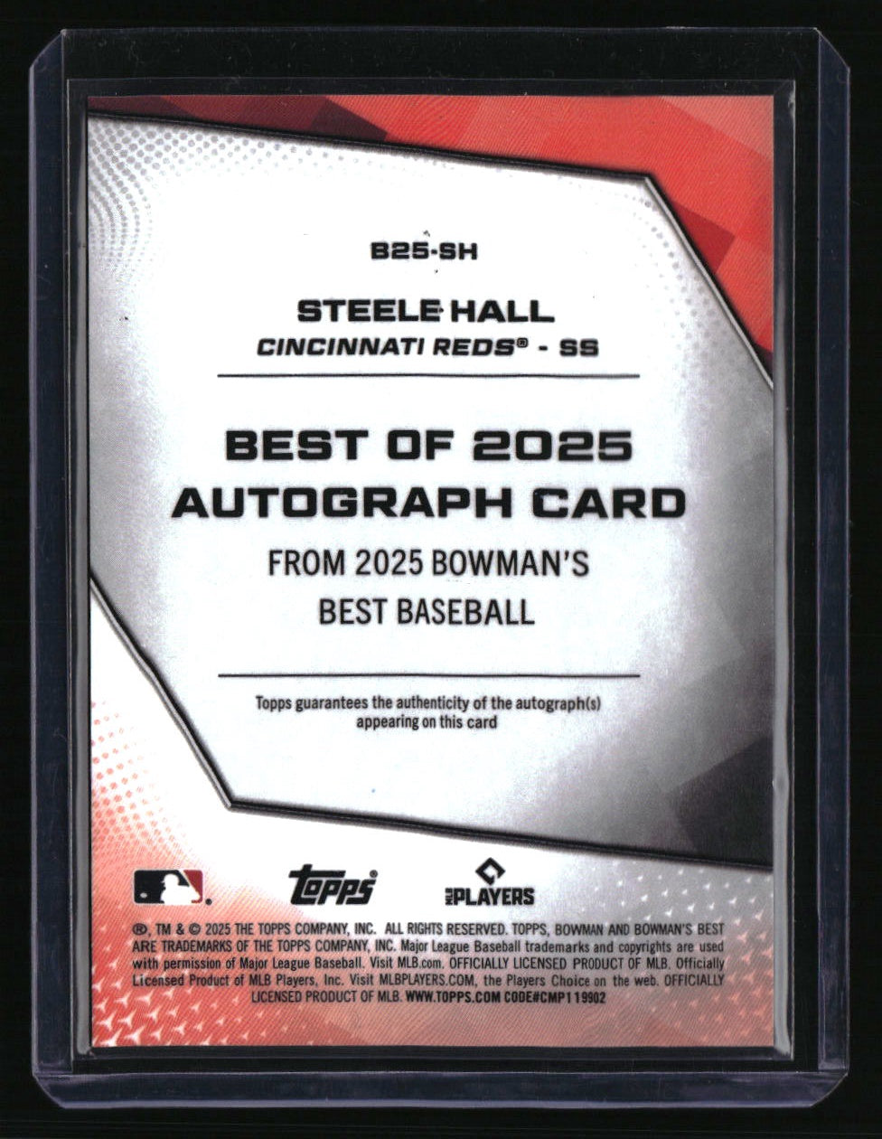 2025 Bowman's Best Steele Hall Best of 2025 Autographs Refractors