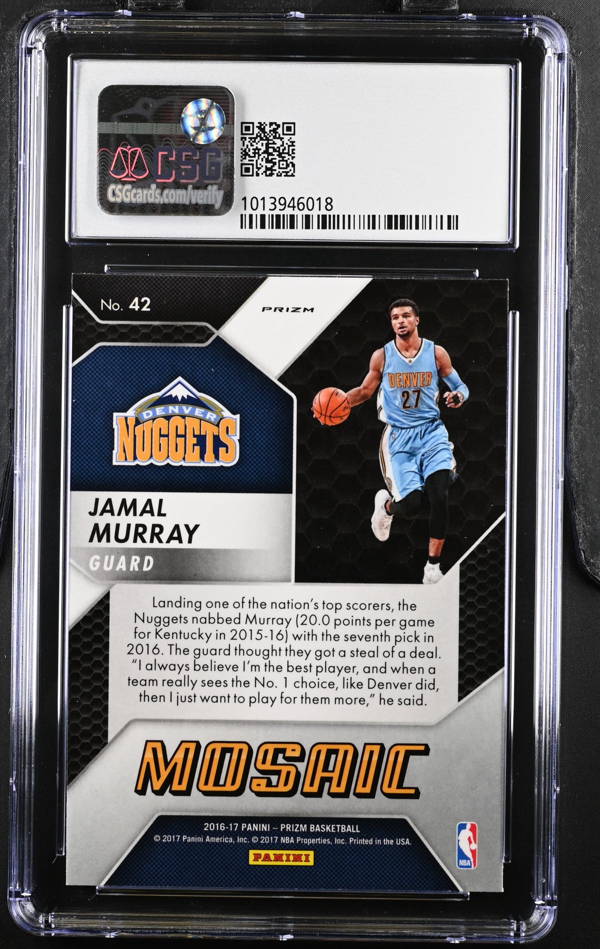 2016 Prizm Mosaic #42 Jamal Murray CGC 9