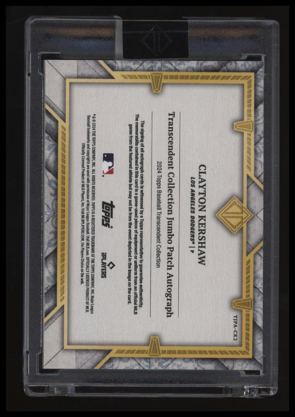 2024 Topps Transcendent Collection Clayton Kershaw Jumbo Patch Autograph #/5
