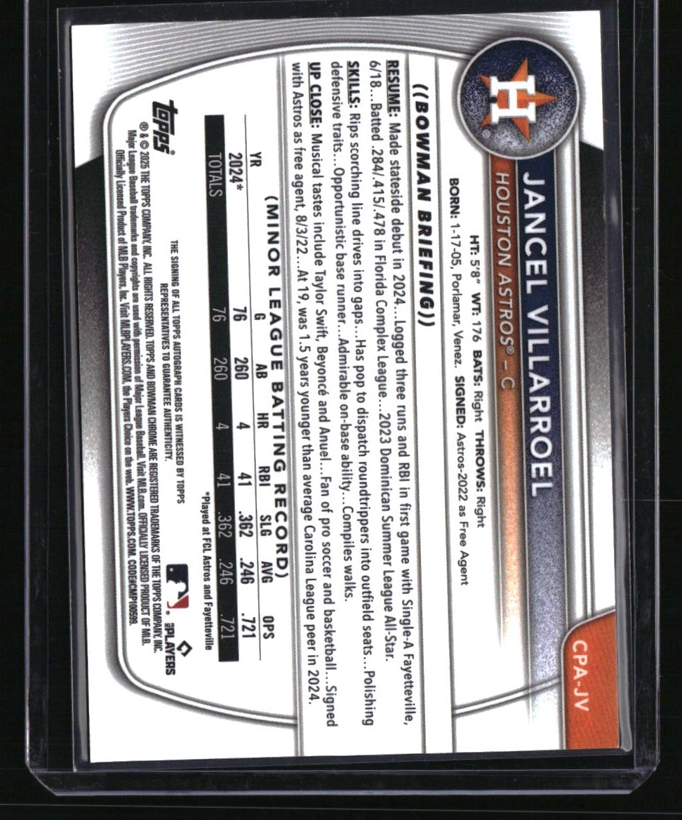 2025 Bowman Jancel Villarroel Chrome Prospects Auto Orange Wave Refractor #/25