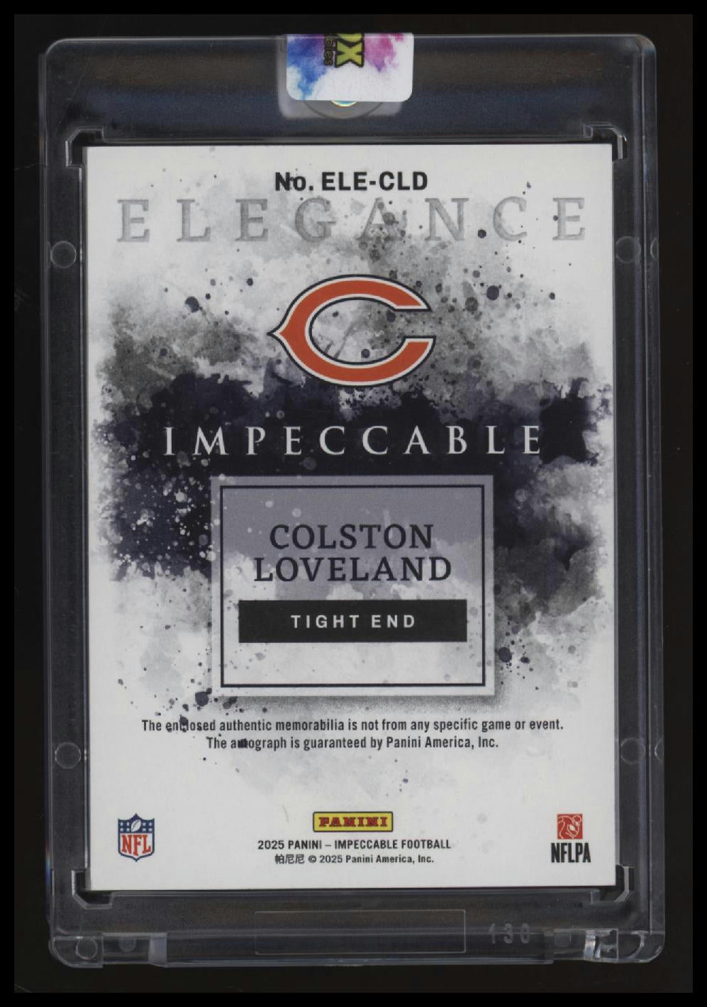 2025 Panini Immaculate Collection Colston Loveland Elegance Helmet Tags Autos
