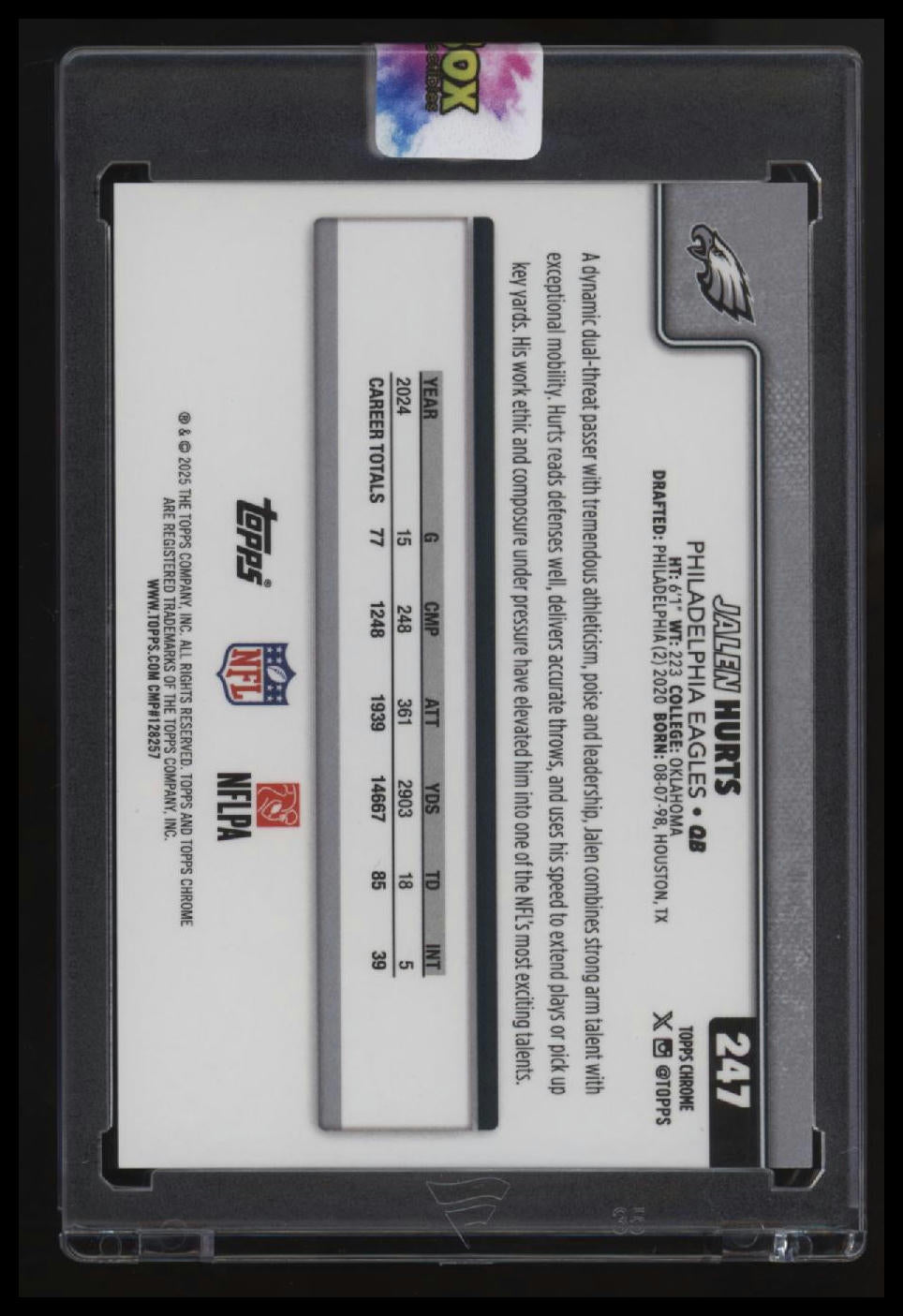 2025 Topps Chrome Jalen Hurts Black Refractor #/10