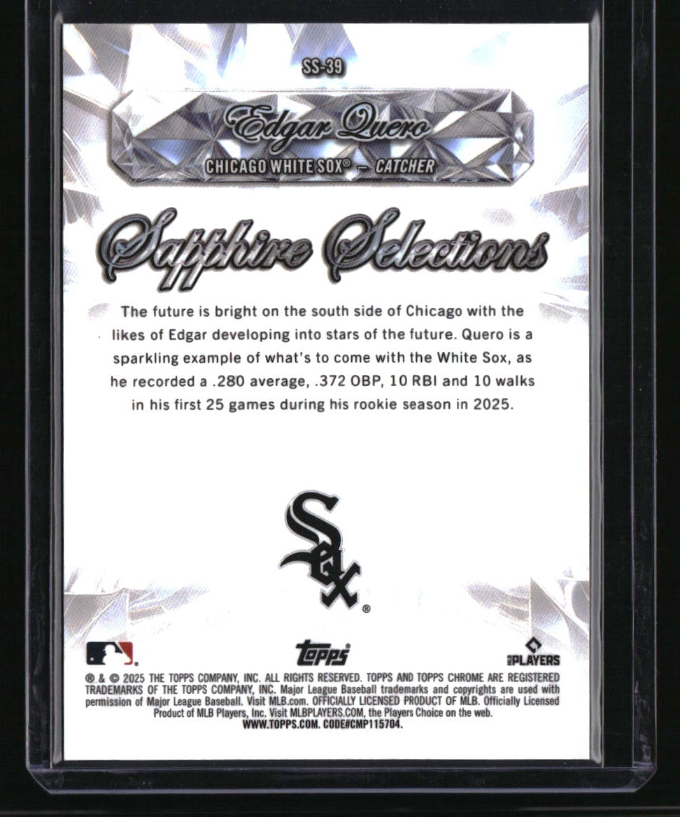 2025 Topps Chrome Update Sapphire Edgar Quero Sapphire Selections Orange #/25