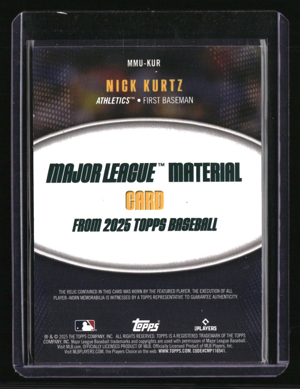2025 Topps Update Nick Kurtz Major League Materials