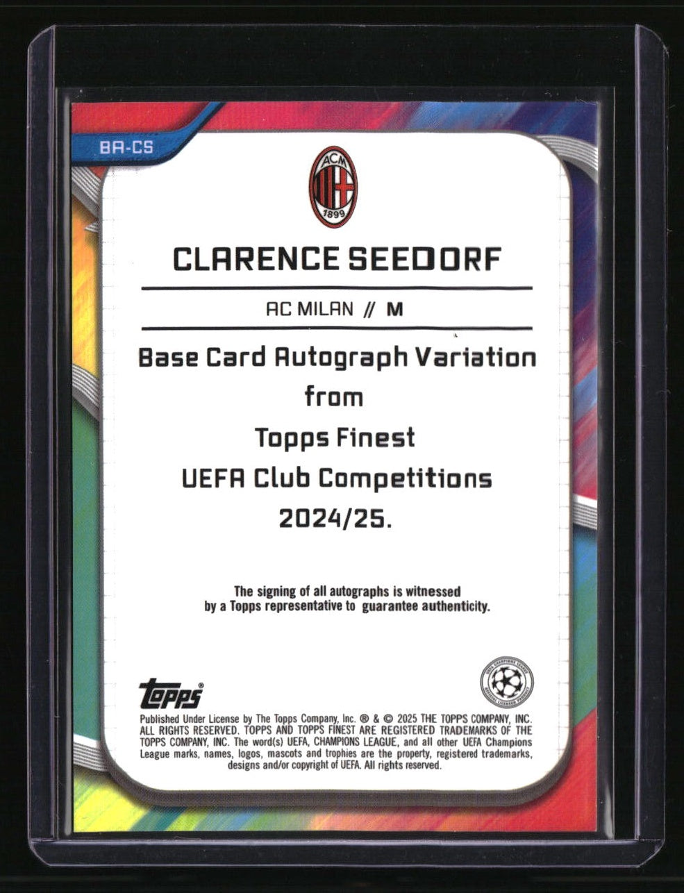 2024-25 Finest UEFA Club Competitions Clarence Seedorf Auto Neon Green #/99