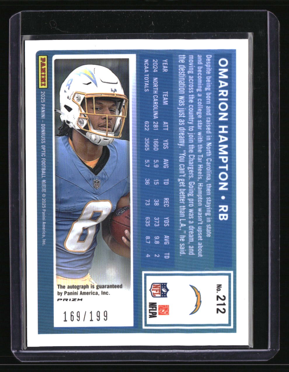 2025 Donruss Optic Omarion Hampton Rated Rookies RPS Autographs Holo #/199