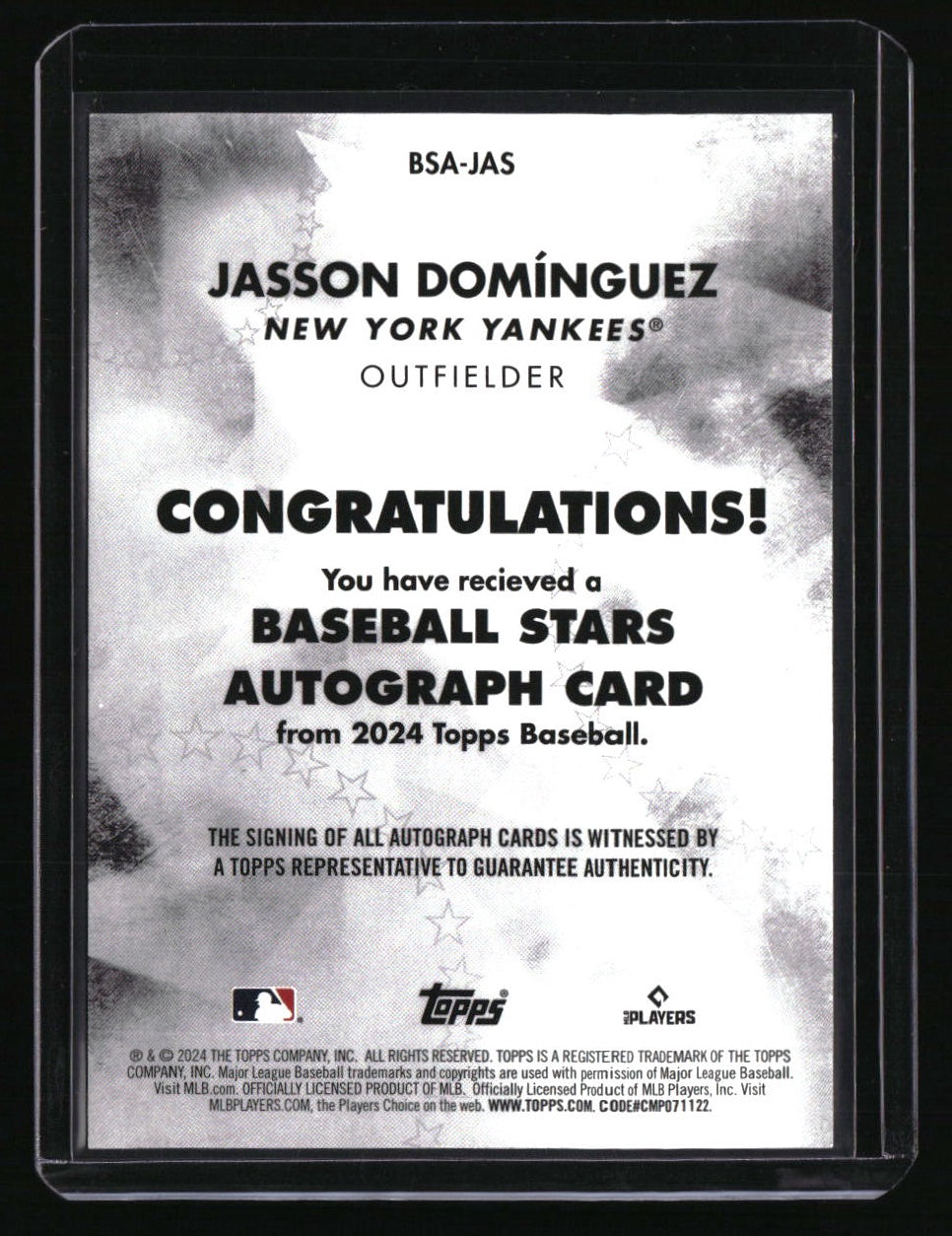 2024 Topps Jasson DomÃ­nguez Baseball Stars Autographs (Series One)