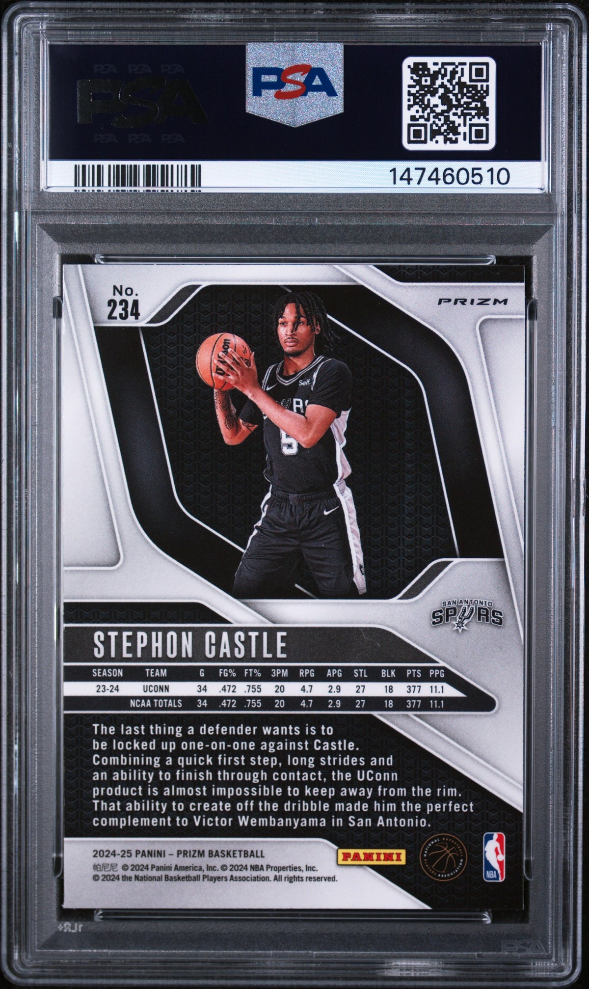 2024 Panini Prizm Stephon Castle Green Prizm PSA 7