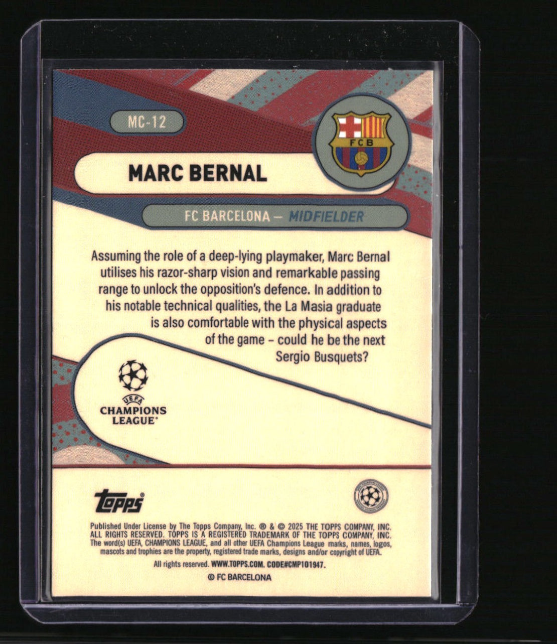 2024-25 Merlin UEFA Club Competitions Marc Bernal Chosen Ones Aqua #/75