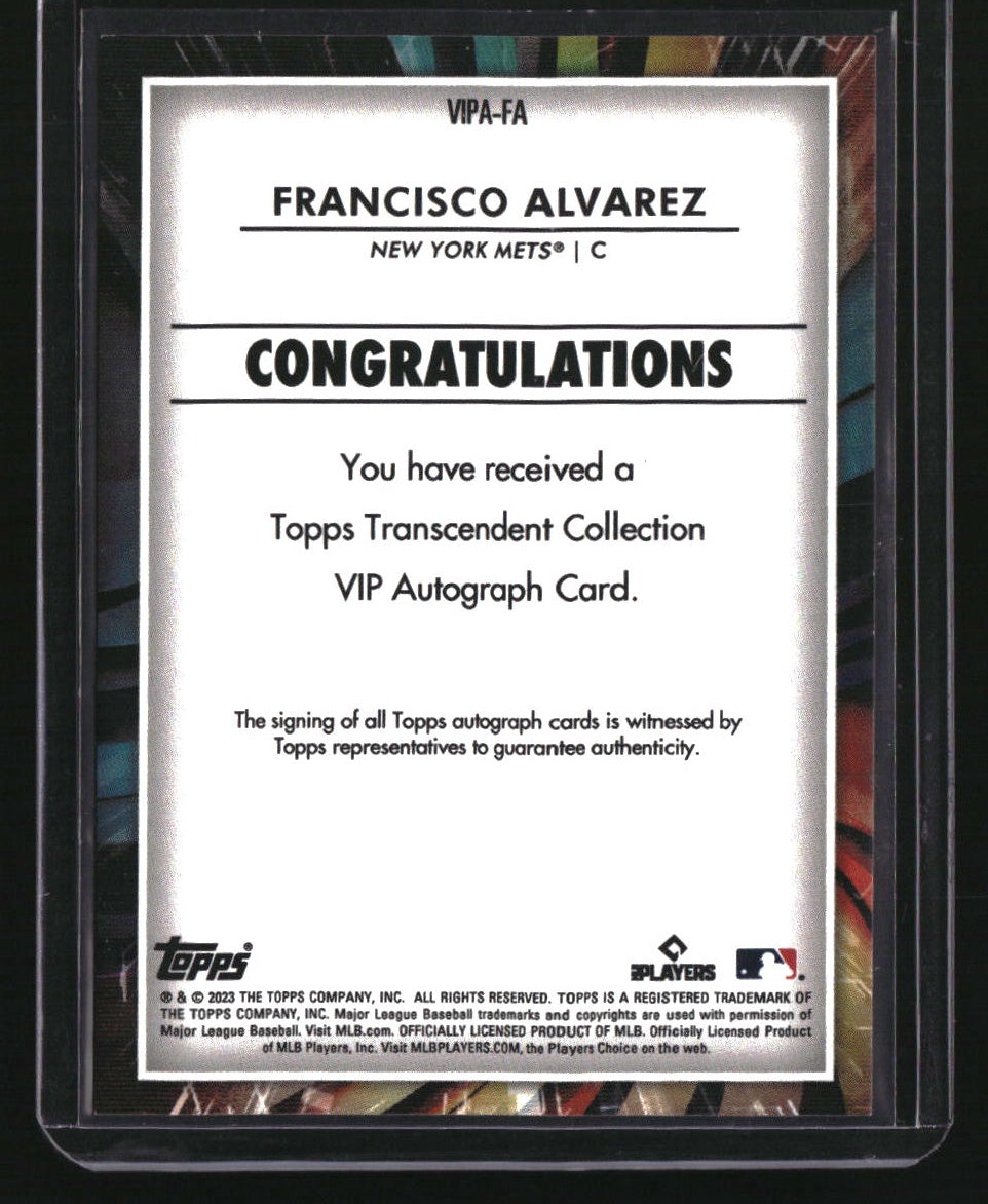 2023 Topps Transcendent Collection Francisco Alvarez VIP Auto #VIPA-FA #/23