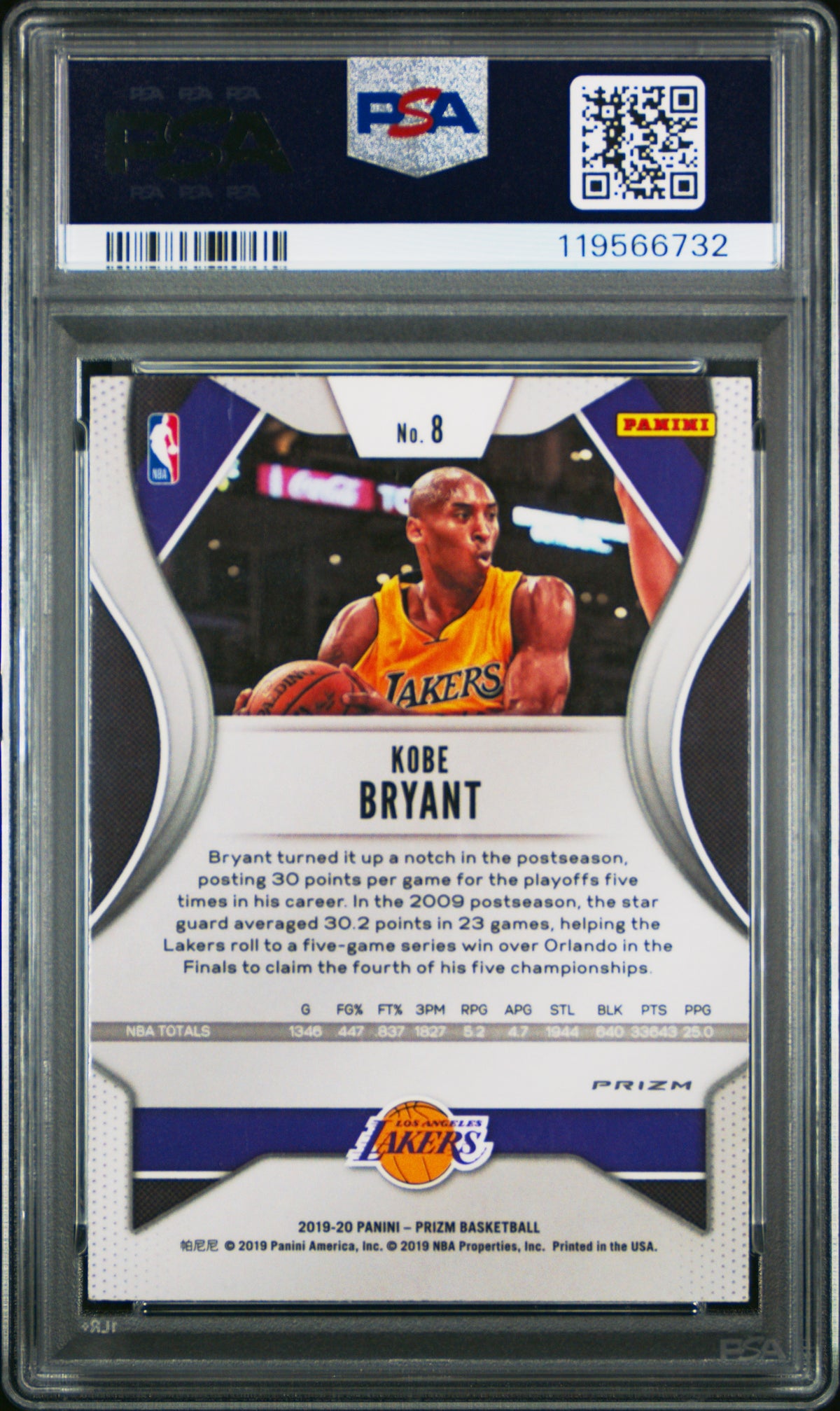 2019 Panini Prizm Kobe Bryant Orange Ice PSA 9