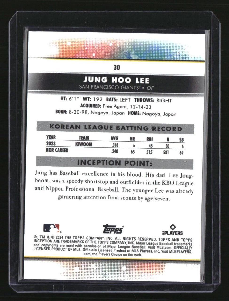 2024 Topps Inception Jung Hoo Lee Magenta #/99