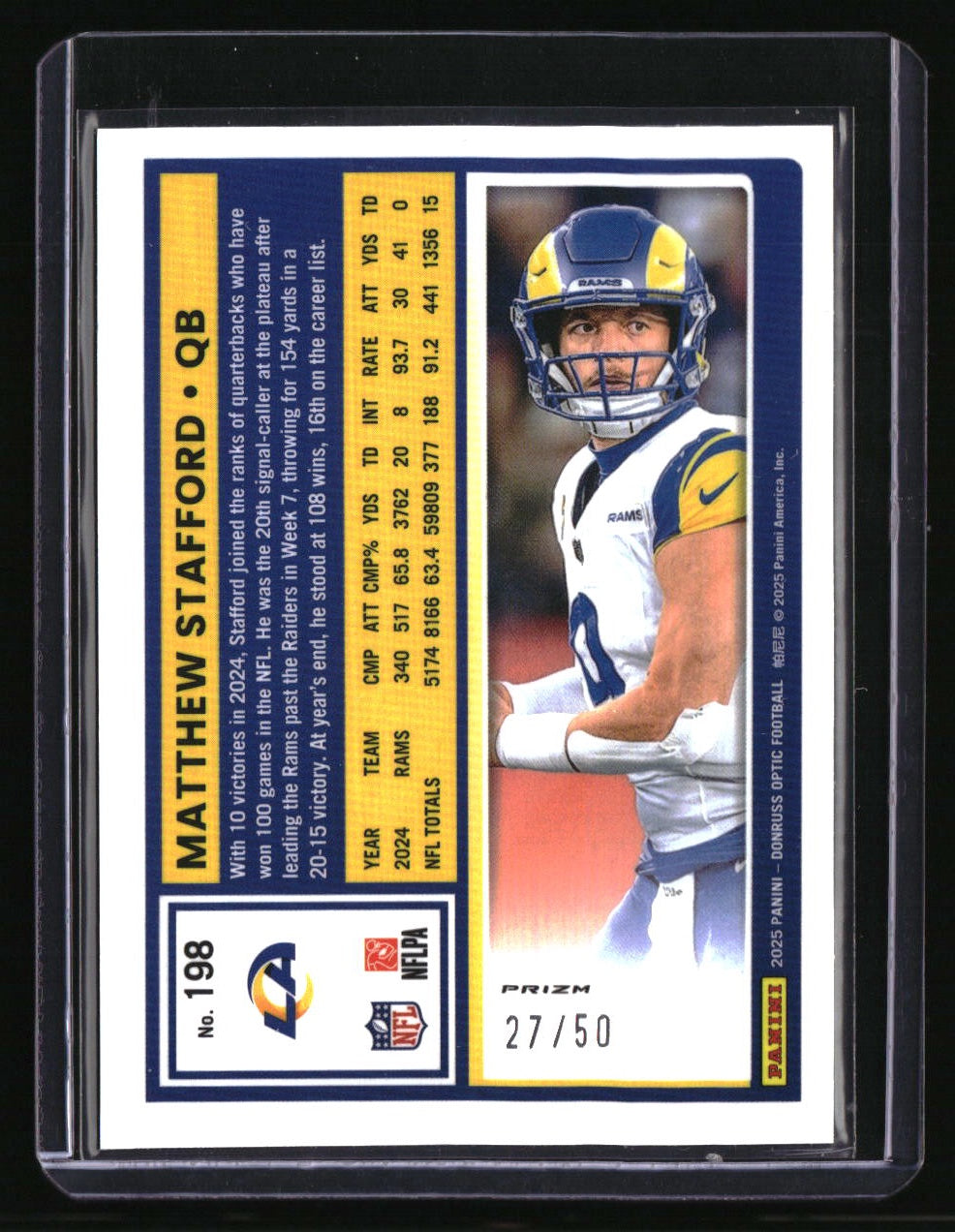 2025 Donruss Optic Matthew Stafford Lime Green #/50