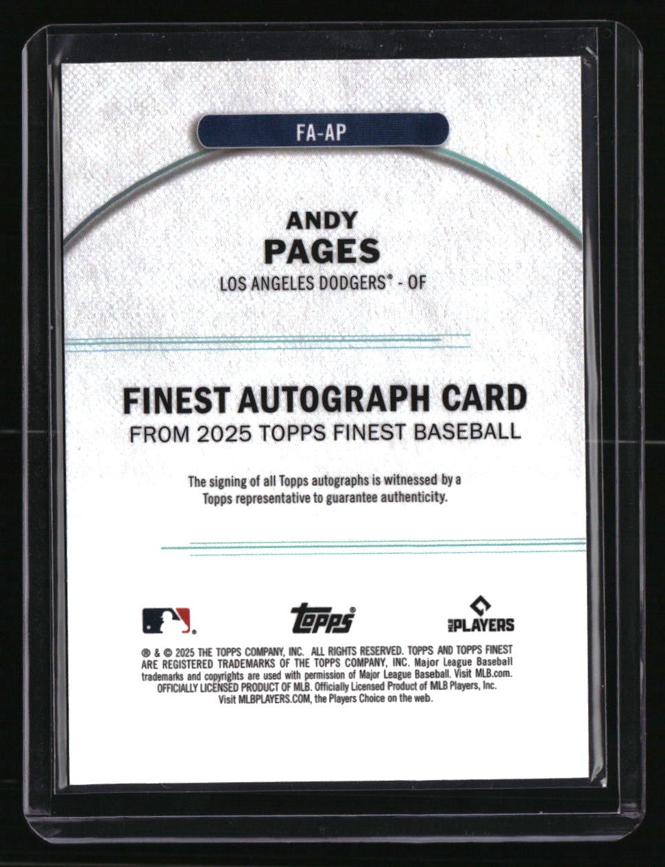 2025 Finest Andy Pages Finest Autographs Green #/75
