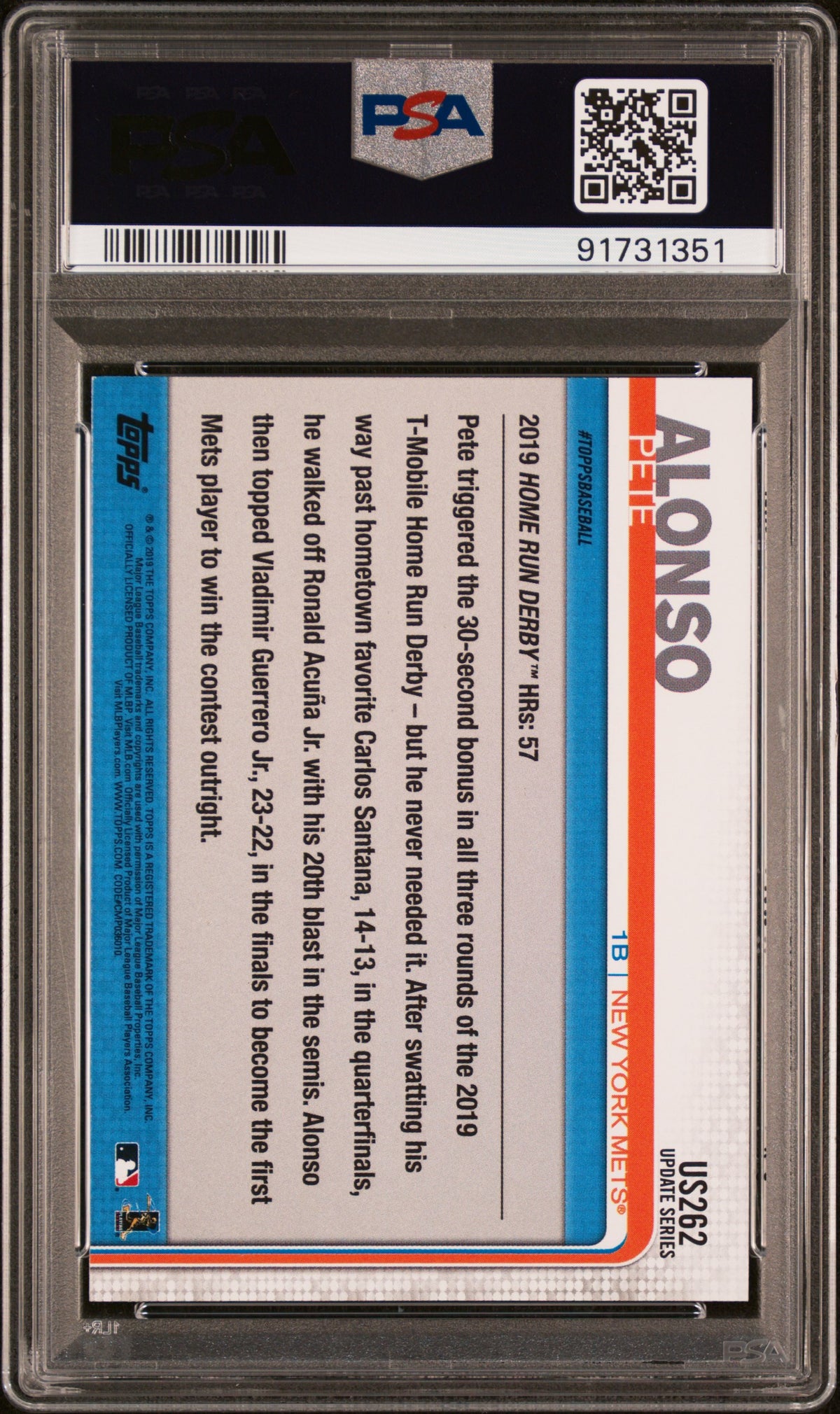 2019 Topps Update Pete Alonso PSA 8