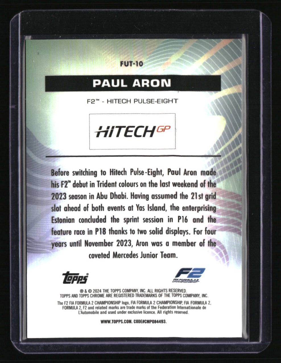2024 Topps Chrome Formula 1 Paul Aron Futuro