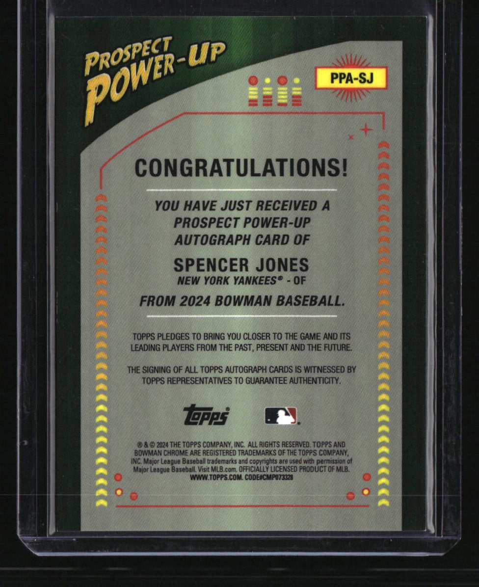 2024 Bowman Spencer Jones Prospect Power-Up Autographs #/30