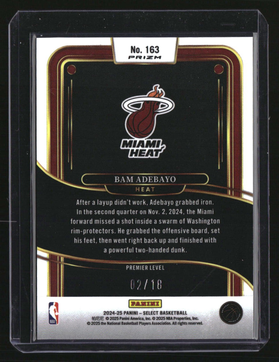 2024-25 Panini Select Bam Adebayo Neon Orange Pulsar Prizm #/18